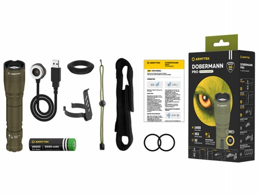 Фонарь Armytek Dobermann Pro Magnet USB Olive XHP35 HI 1400 lm тёплый